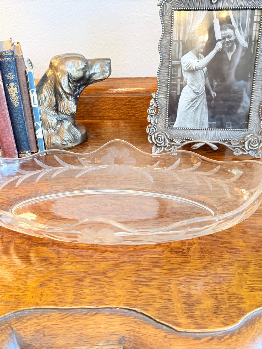 Fostoria Etched Clear Glass Celery / Relish Dish – Heather Pattern #343 - Picture 13 of 14